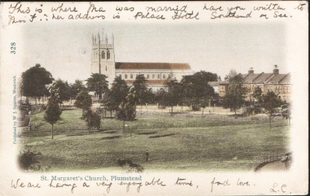Postcard of St. Margaret's Church,
Plumstead. Photo: Clare Crawford.